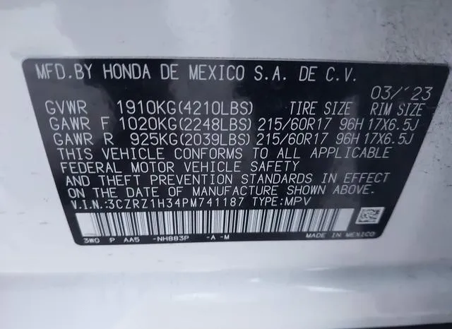 3CZRZ1H34PM741187 2023 2023 Honda HR-V- 2Wd Lx 9