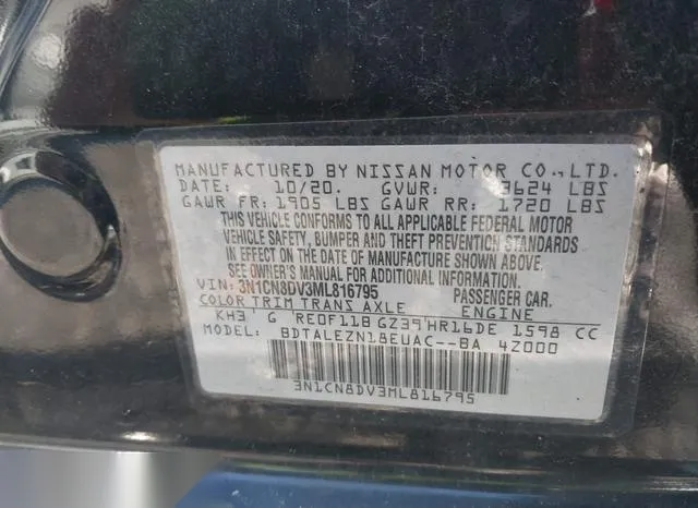 3N1CN8DV3ML816795 2021 2021 Nissan Versa- S Xtronic Cvt 9