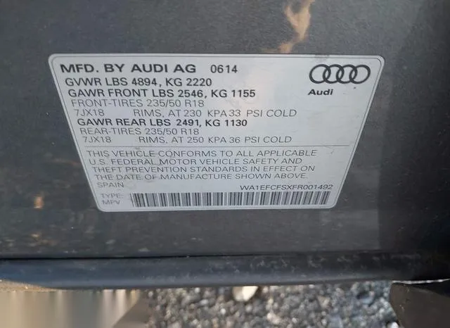 WA1EFCFSXFR001492 2015 2015 Audi Q3- 2-0T Premium Plus 9