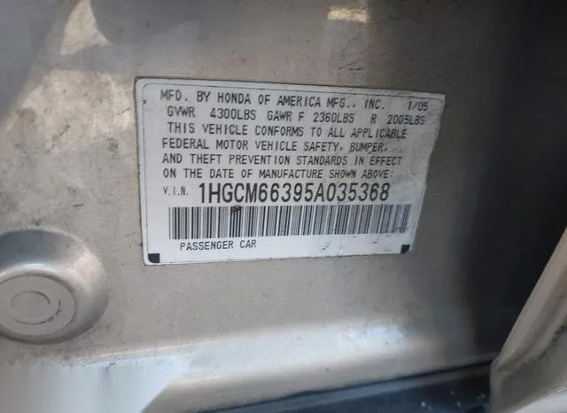 1HGCM66395A035368 2005 2005 Honda Accord- 3-0 LX 9