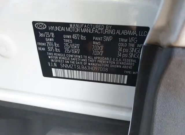 5NMZT3LB6JH097008 2018 2018 Hyundai Santa Fe- Sport 2-4L 9