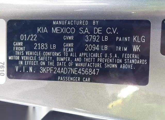 3KPF24AD7NE456847 2022 2022 KIA Forte- Lxs 9