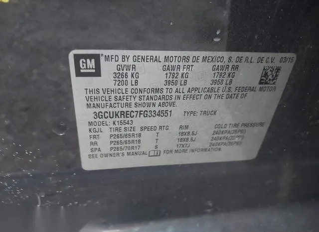 3GCUKREC7FG334551 2015 2015 Chevrolet Silverado 1500- 1LT 9