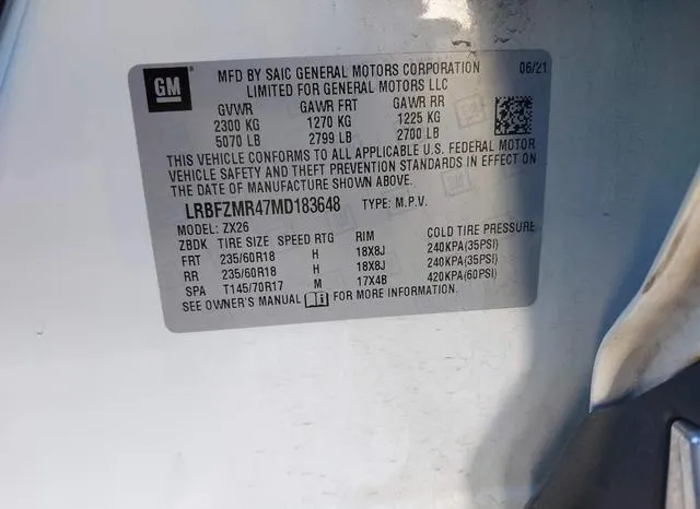 LRBFZMR47MD183648 2021 2021 Buick Envision- Awd Preferred 9