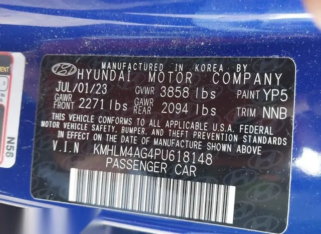 KMHLM4AG4PU618148 2023 2023 Hyundai Elantra- Sel 9