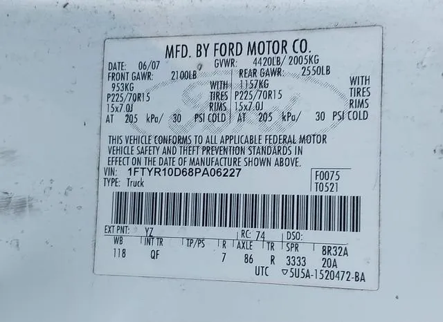 1FTYR10D68PA06227 2008 2008 Ford Ranger- Xl/Xlt 9