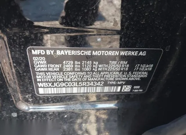 WBXJG9C03L5R34342 2020 2020 BMW X1- Xdrive28I 9