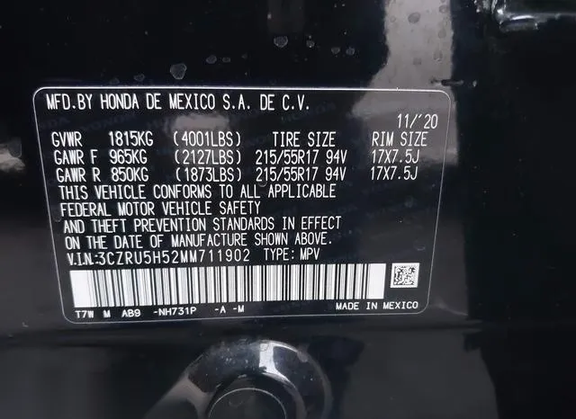 3CZRU5H52MM711902 2021 2021 Honda HR-V- 2Wd Ex 9