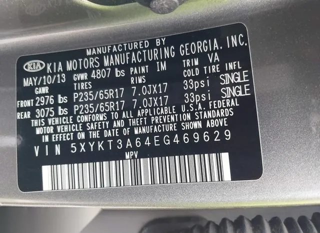 5XYKT3A64EG469629 2014 2014 KIA Sorento- LX 9