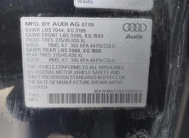 WA1VMAFE8AD000934 2010 2010 Audi Q7- 3-0 Tdi Premium 9