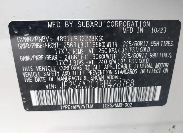 JF2SKADC1RH428768 2024 2024 Subaru Forester- Premium 9