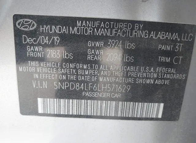 5NPD84LF6LH571629 2020 2020 Hyundai Elantra- Sel 9