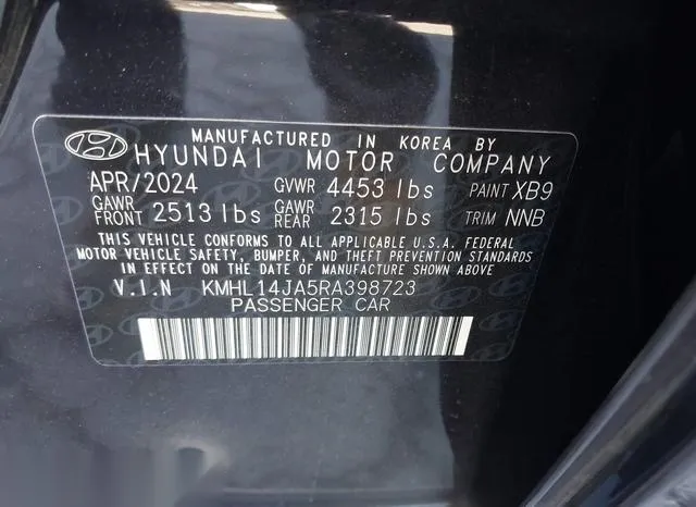 KMHL14JA5RA398723 2024 2024 Hyundai Sonata- Sel 9