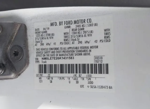 NM0LE7E26K1431583 2019 2019 Ford Transit- Connect XL 9