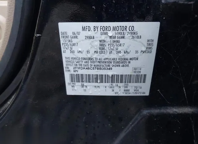 2FMDK48C57BB35349 2007 2007 Ford Edge- Sel 9