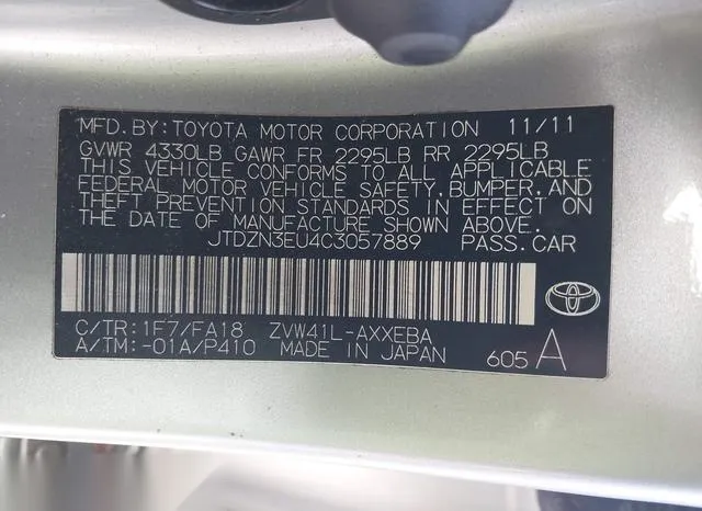 JTDZN3EU4C3057889 2012 2012 Toyota Prius- V Two 9