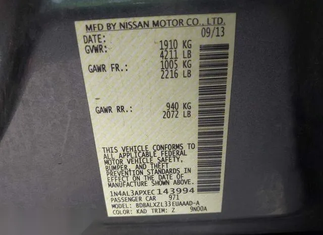 1N4AL3APXEC143994 2014 2014 Nissan Altima- 2-5 SL 9