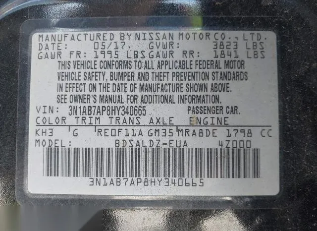 3N1AB7AP8HY340665 2017 2017 Nissan Sentra- SV 9