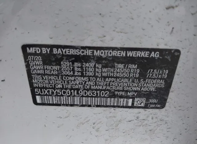 5UXTY5C01L9D63102 2020 2020 BMW X3- Xdrive30I 9