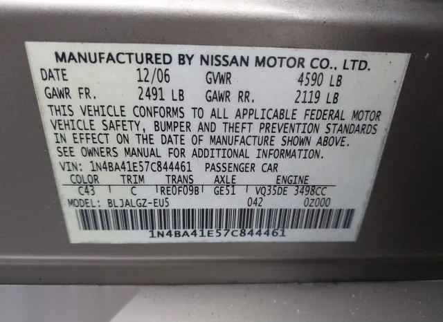 1N4BA41E57C844461 2007 2007 Nissan Maxima- 3-5 SL 9