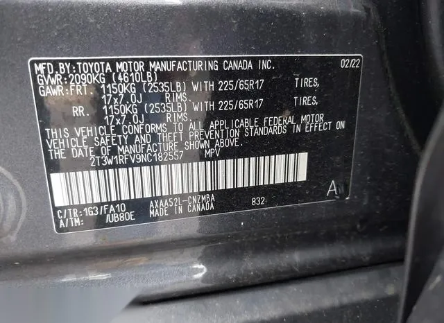 2T3W1RFV9NC182557 2022 2022 Toyota RAV4- Xle 9