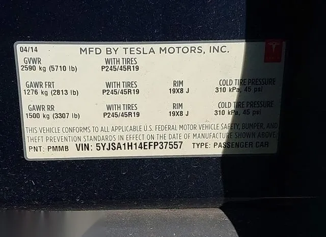 5YJSA1H14EFP37557 2014 2014 Tesla Model S- P85 9