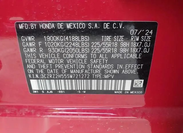 3CZRZ2H55SM721272 2025 2025 Honda HR-V- Awd Sport 9