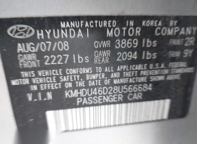 KMHDU46D28U566684 2008 2008 Hyundai Elantra- Gls/Se 9