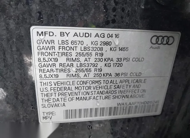 WA1LAAF70HD015245 2017 2017 Audi Q7- 3-0T Premium 9