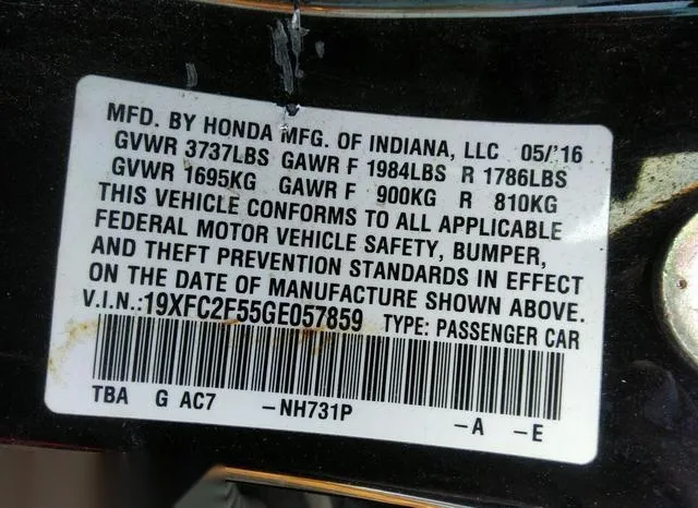 19XFC2F55GE057859 2016 2016 Honda Civic- LX 9