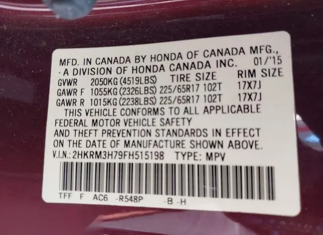 2HKRM3H79FH515198 2015 2015 Honda CR-V- Ex-L 9