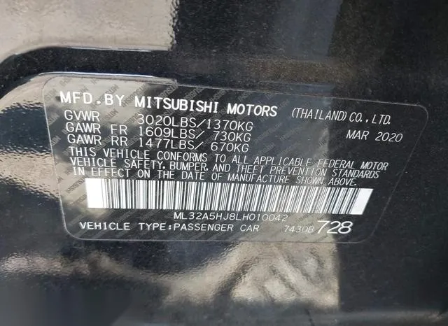 ML32A5HJ8LH010042 2020 2020 Mitsubishi Mirage- Gt/Le 9