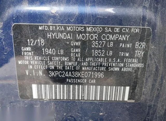 3KPC24A38KE071996 2019 2019 Hyundai Accent- SE 9