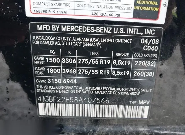 4JGBF22E58A407566 2008 2008 Mercedes-Benz Gl 320 Cdi- 4Matic 9