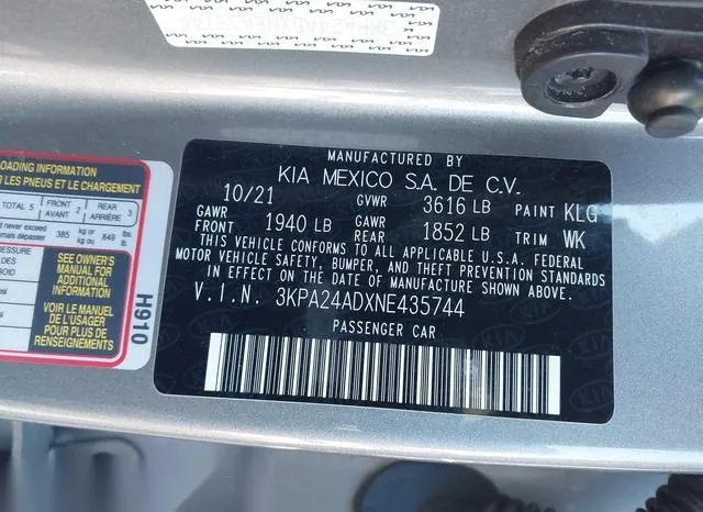 3KPA24ADXNE435744 2022 2022 KIA Rio- S 9