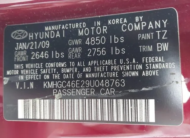 KMHGC46E29U048763 2009 2009 Hyundai Genesis- 3-8 9