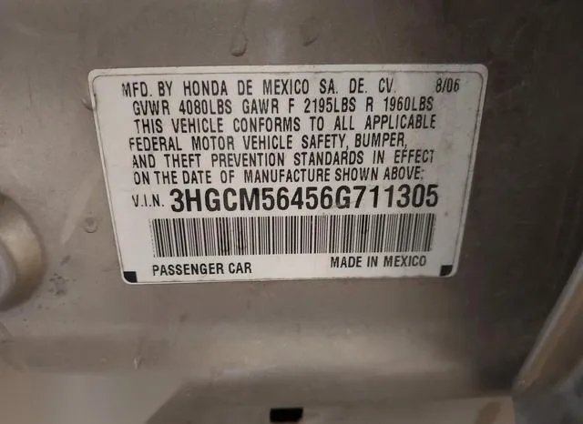 3HGCM56456G711305 2006 2006 Honda Accord- 2-4 LX 9