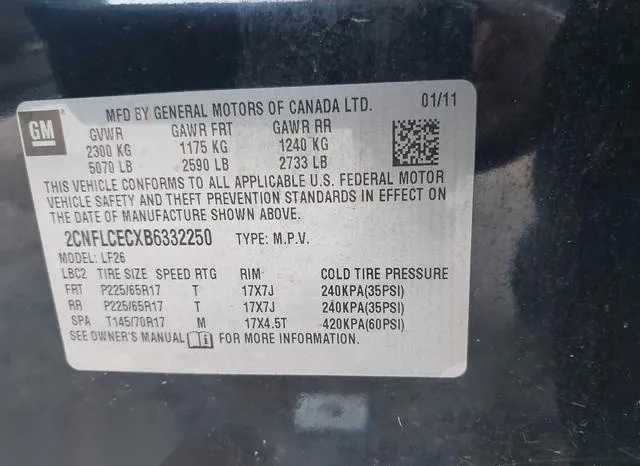 2CNFLCECXB6332250 2011 2011 Chevrolet Equinox- LS 9