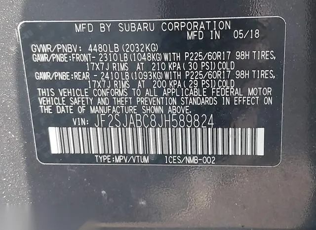 JF2SJABC8JH589824 2018 2018 Subaru Forester- 2-5I 9