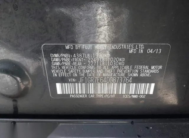 JF1GR7E64DG873764 2013 2013 Subaru Impreza Wrx- Premium 9