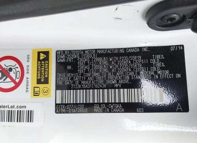 2T2ZK1BA5FC162438 2015 2015 Lexus RX- 350 9