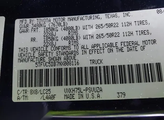 5TFVC5DB7NX008116 2022 2022 Toyota Tundra Hybrid- Capstone 9