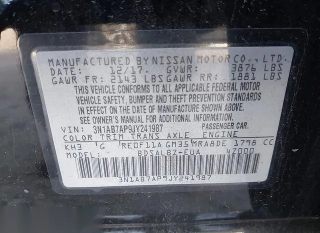 3N1AB7AP9JY241987 2018 2018 Nissan Sentra- S 9