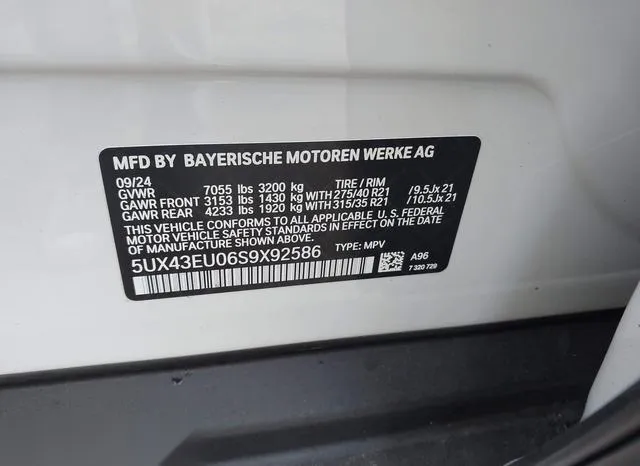 5UX43EU06S9X92586 2025 2025 BMW X5 Phev- Xdrive50E 9