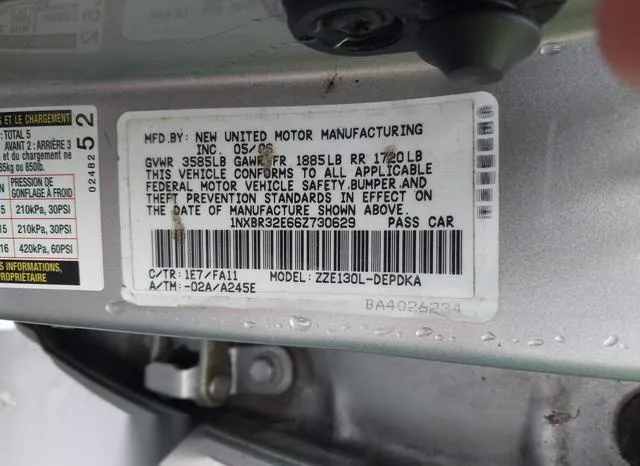 1NXBR32E66Z730629 2006 2006 Toyota Corolla- CE 9