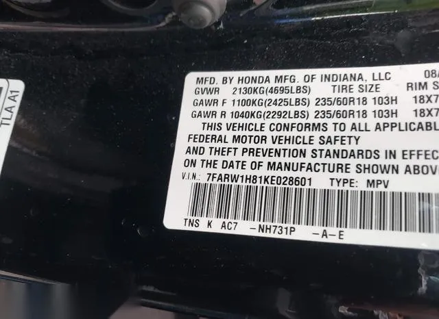 7FARW1H81KE028601 2019 2019 Honda CR-V- Ex-L 9