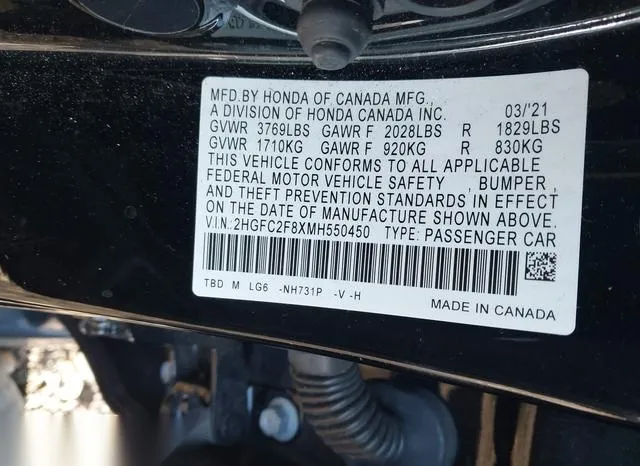 2HGFC2F8XMH550450 2021 2021 Honda Civic- Sport 9