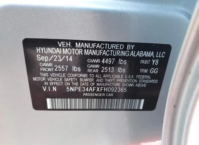 5NPE34AFXFH092365 2015 2015 Hyundai Sonata- Limited 9