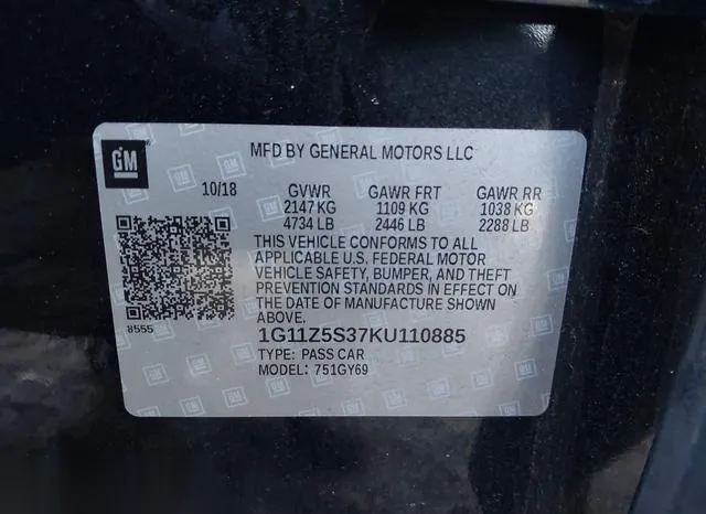 1G11Z5S37KU110885 2019 2019 Chevrolet Impala- LT 9