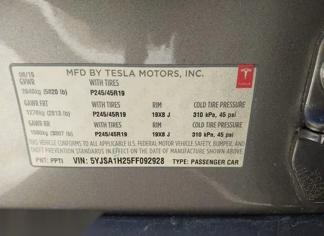 5YJSA1H25FF092928 2015 2015 Tesla Model S- 70D/85D/P85D 9